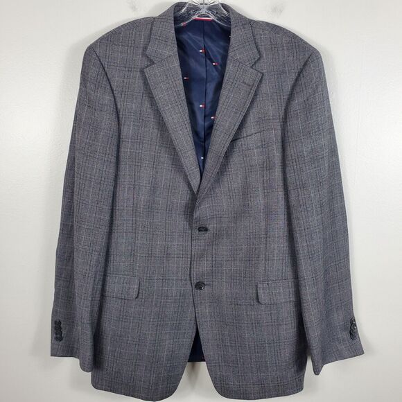 Tommy Hilfiger Adams Wool Blend Blazer Sports Jacket 2 Button Grey Black 42 Long - Picture 4 of 13
